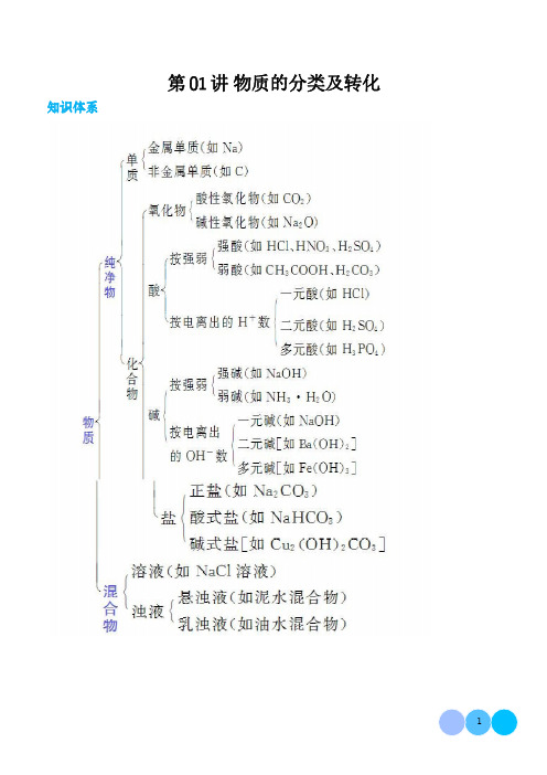 第01讲 物质的分类及其转化—2025年高考化学一轮复习(新教材新高考)解析版