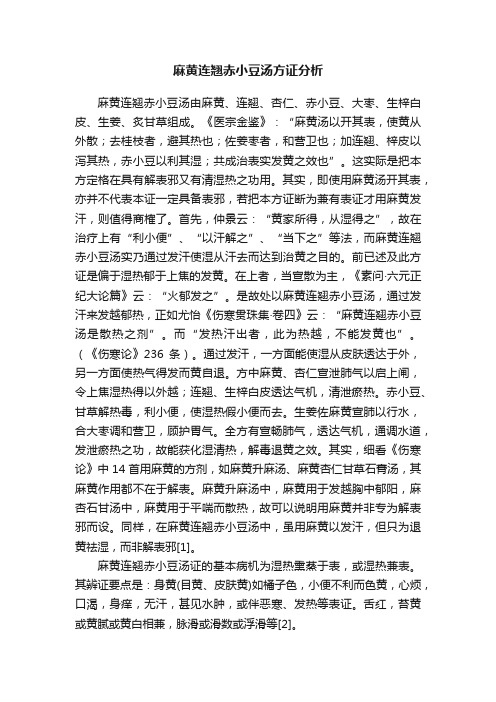 麻黄连翘赤小豆汤方证分析