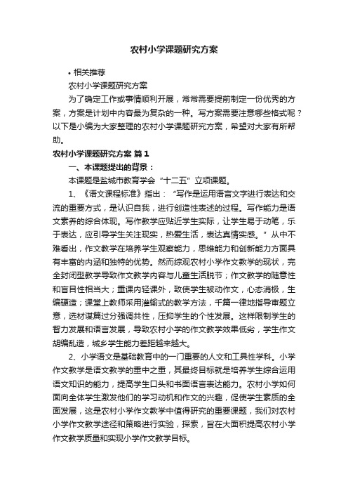 农村小学课题研究方案