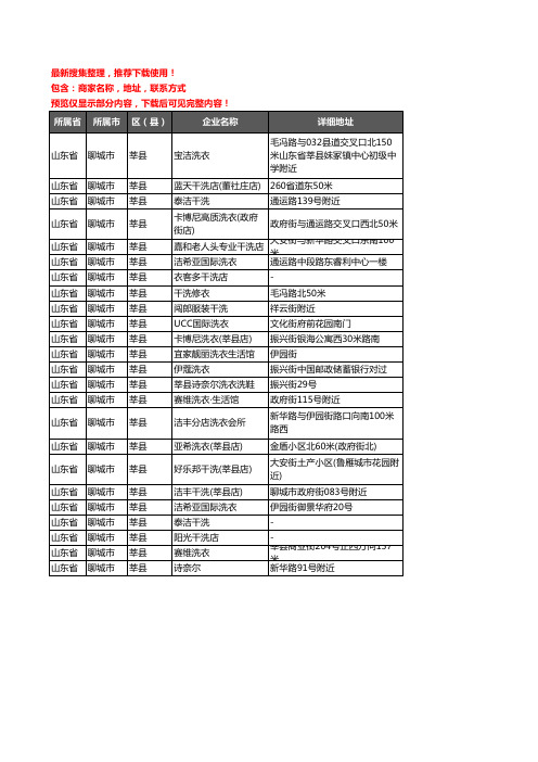 新版山东省聊城市莘县洗衣店企业公司商家户名录单联系方式地址大全24家