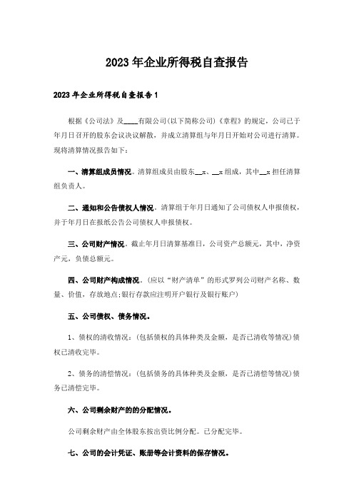 2023年企业所得税自查报告_1