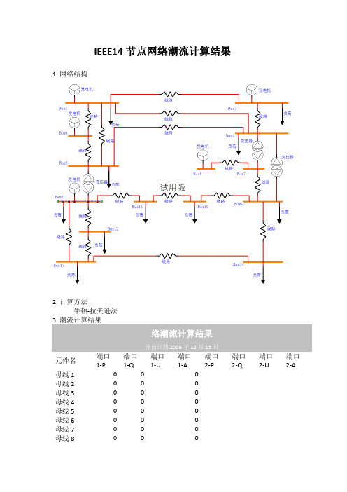 IEEE14节点潮流计算