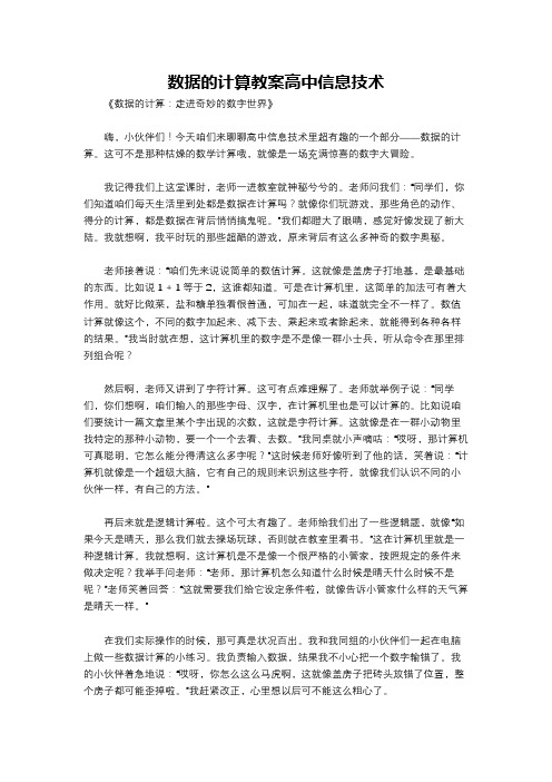 数据的计算教案高中信息技术