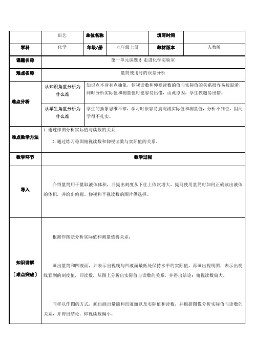 量筒使用的误差分析