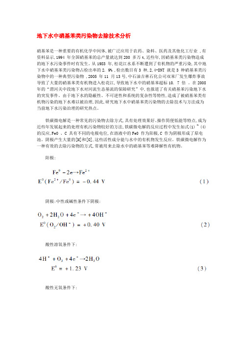 地下水中硝基苯类污染物去除技术分析