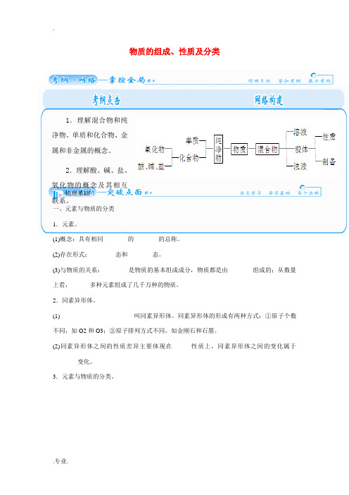 高考化学一轮复习 第一章 第三节 第三节 物质的组成 性质及分类-人教版高三全册化学试题