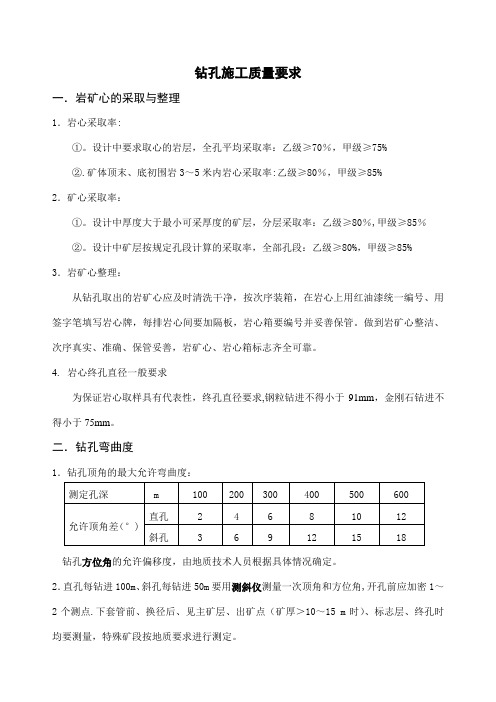 钻孔质量要求及等级标准