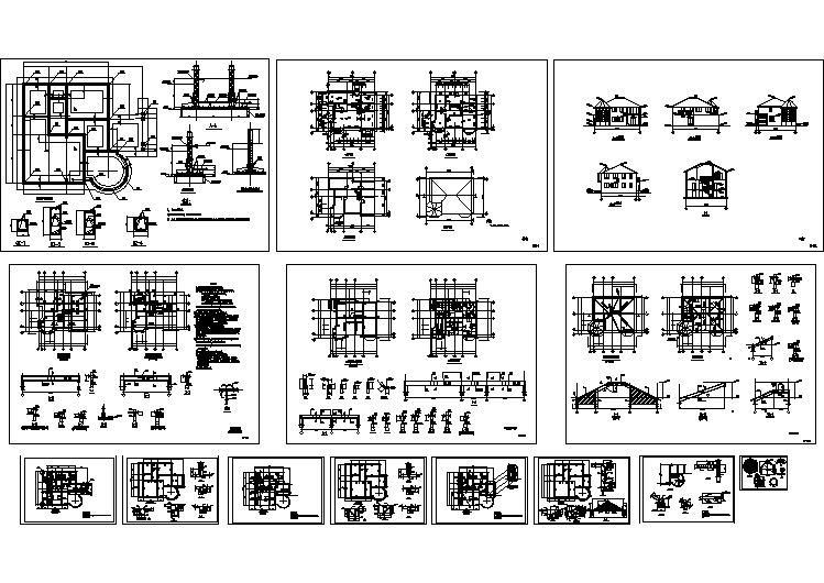 某两层小别墅建筑全套CAD设计结构图纸