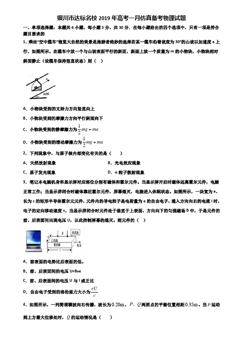 银川市达标名校2019年高考一月仿真备考物理试题含解析