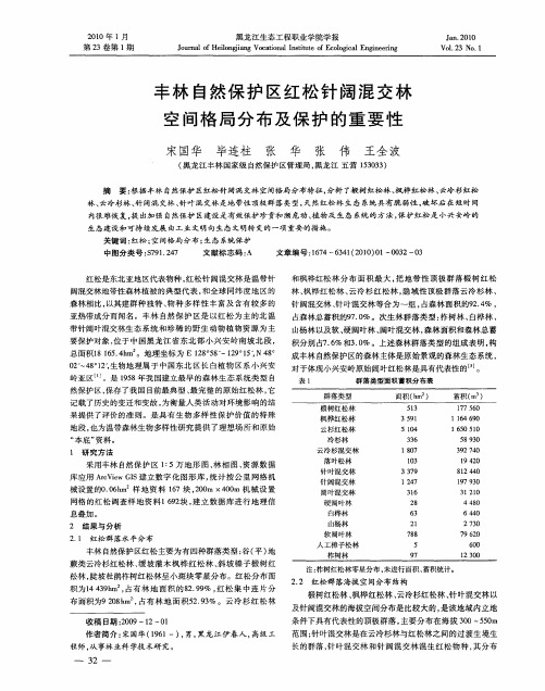 丰林自然保护区红松针阔混交林空间格局分布及保护的重要性