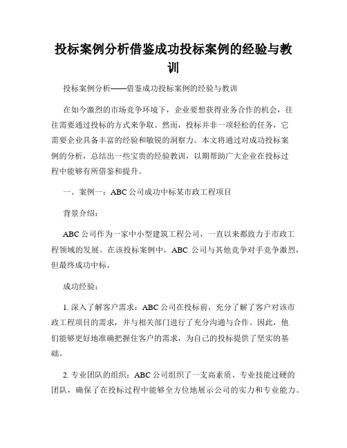 投标案例分析借鉴成功投标案例的经验与教训