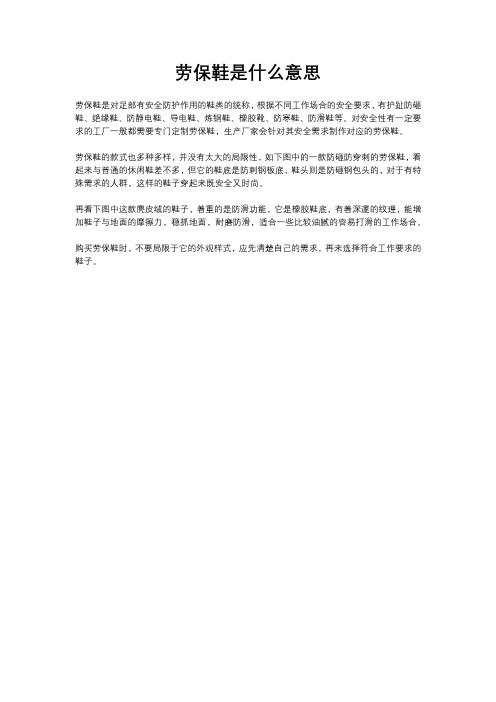 劳保鞋是什么意思