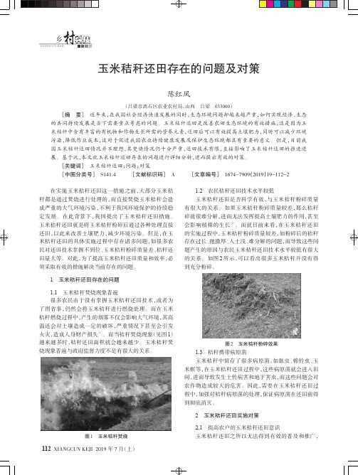 玉米秸秆还田存在的问题及对策