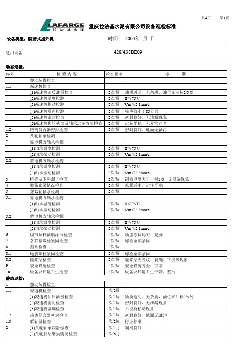 胶带式提升机巡检标准