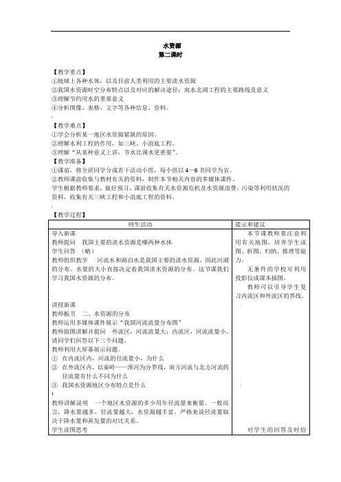 水资源--初中地理优秀教案(教学设计)