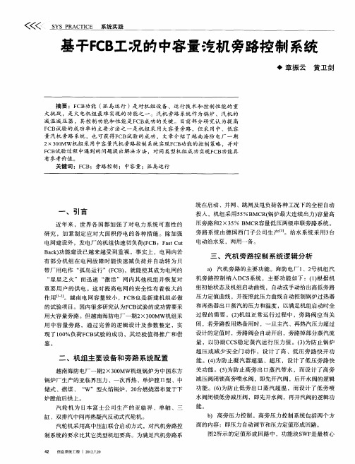 基于FCB工况的中容量汽机旁路控制系统