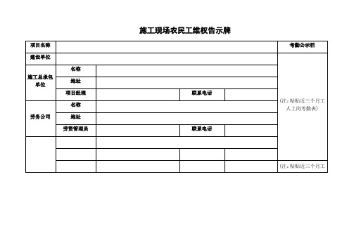 施工现场农民工维权告示牌