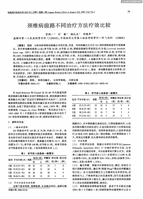 颈椎病前路不同治疗方法疗效比较