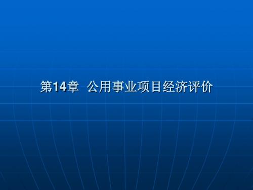 第14章--公用事业项目经济评价