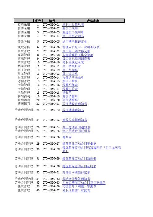 2013人事用表(40个ECL完整汇总,超实用)