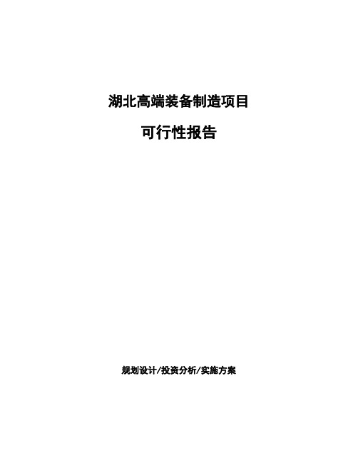 湖北高端装备制造项目可行性报告