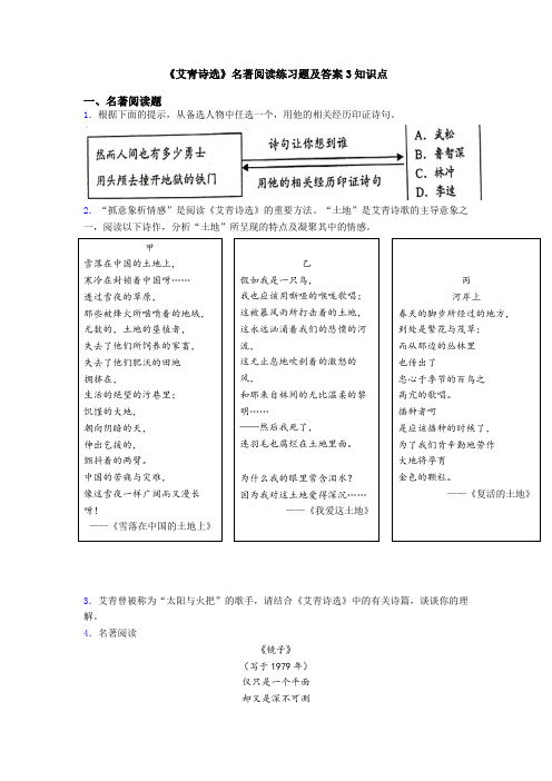 《艾青诗选》名著阅读练习题及答案3知识点