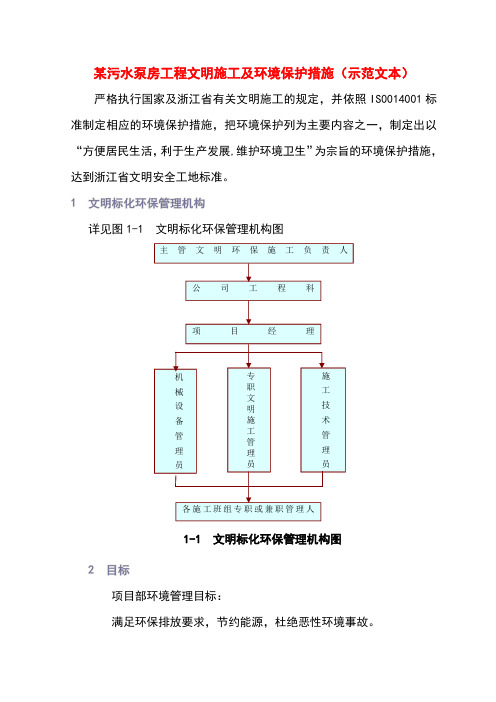 某污水泵房工程文明施工及环境保护措施(示范文本)