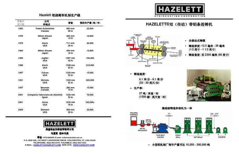 哈兹列特-带式铝铸轧机