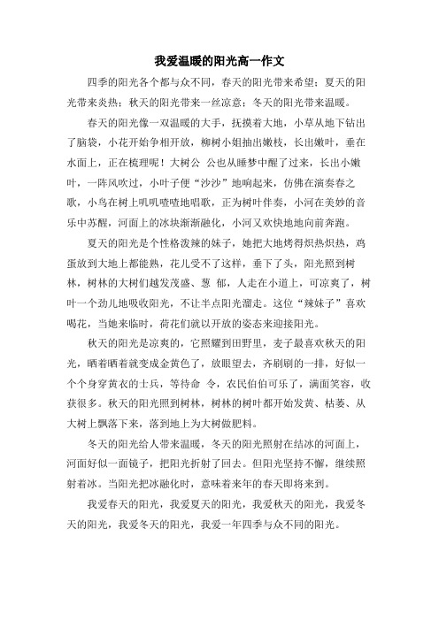 我爱温暖的阳光高一作文