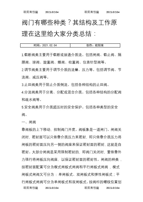 十五种常用阀门结构及工作原理(带示意图)之欧阳育创编