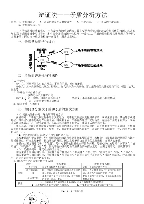 高考政治哲学复习矛盾分析法学案 人教版0