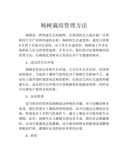 杨树栽培管理方法