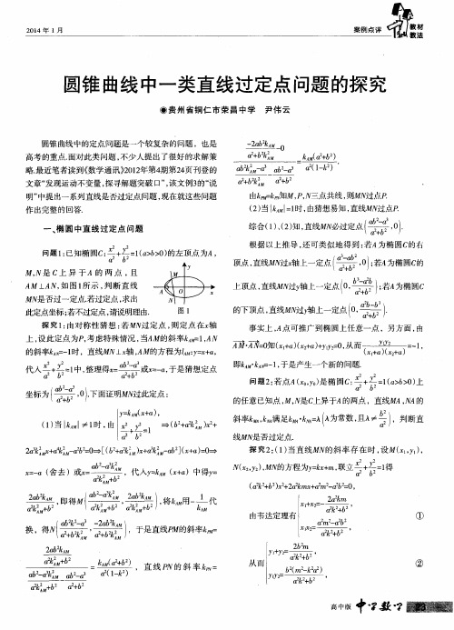 圆锥曲线中一类直线过定点问题的探究