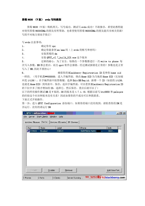 黑莓9630(V版)CDMA EVDO写号教程