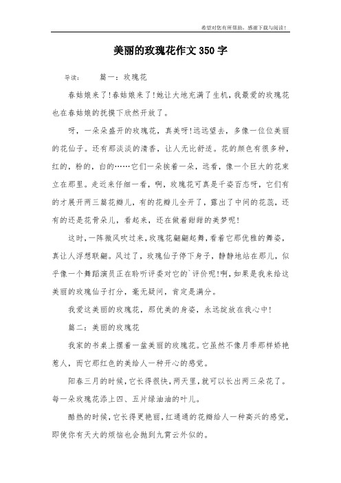 美丽的玫瑰花作文350字