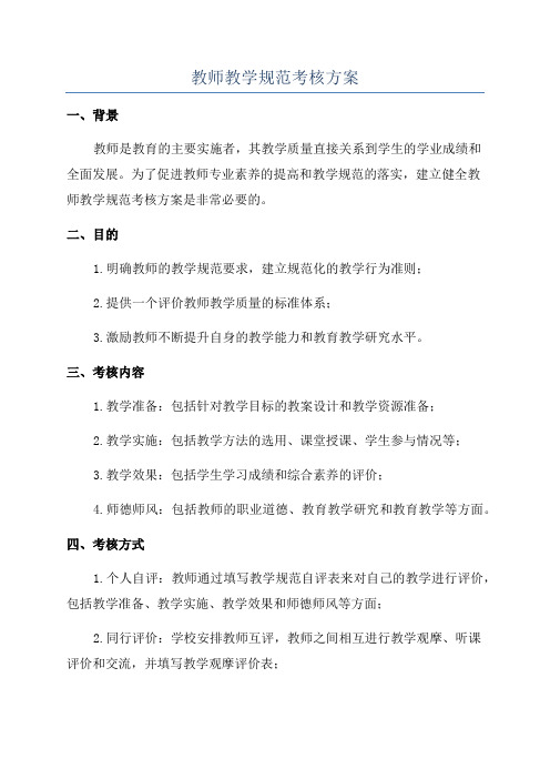 教师教学规范考核方案