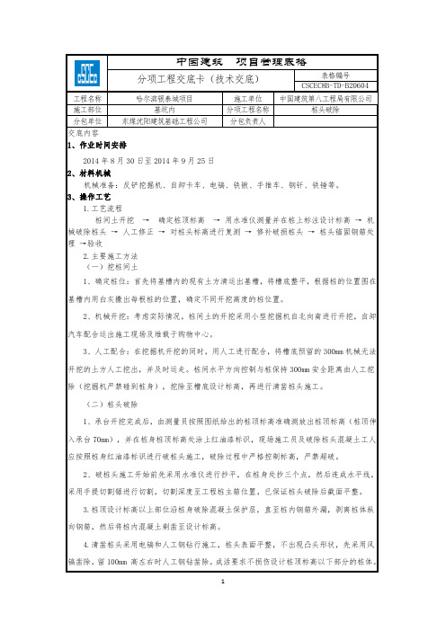 桩头破除技术交底