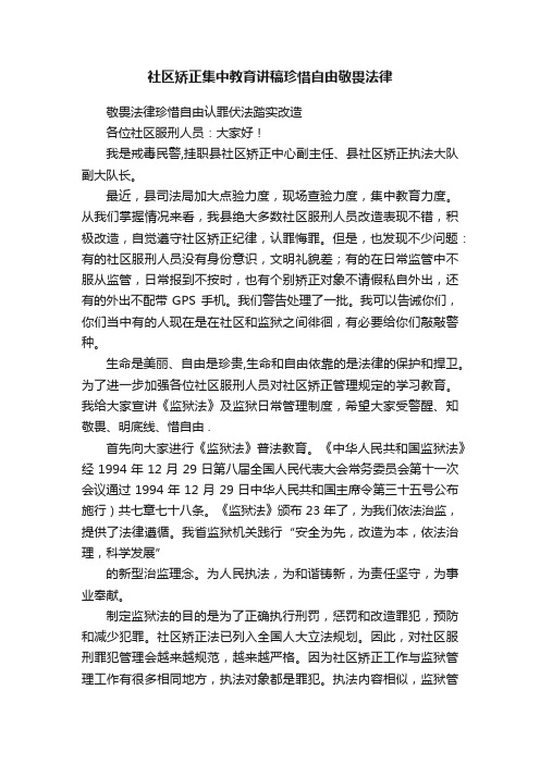 社区矫正集中教育讲稿珍惜自由敬畏法律