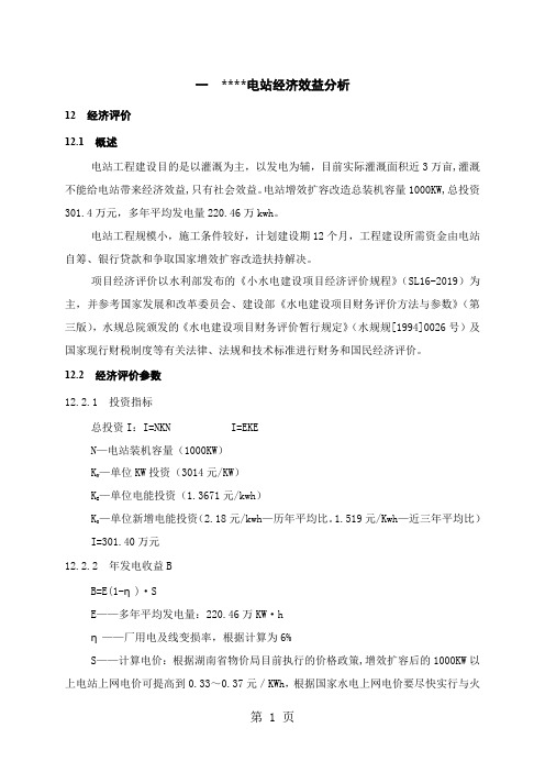 水力发电行业经济评价案例21页word文档