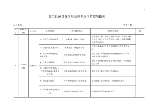 施工机械设备危险源辨识及预防控制措施