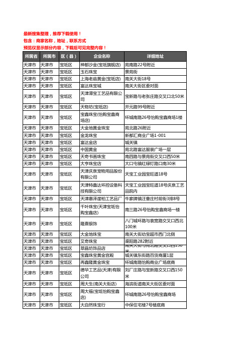 新版天津市天津市宝坻区工艺品企业公司商家户名录单联系方式地址大全29家