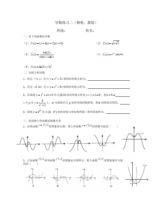 导数练习二(极值与最值)(有答案)