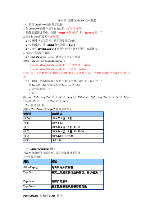 第八章 使用GridView显示数据