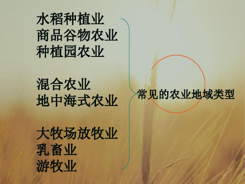 内蒙古省赤峰二中湘教版高三地理一轮复习课件：世界主要农业地域类型 共18张 推荐