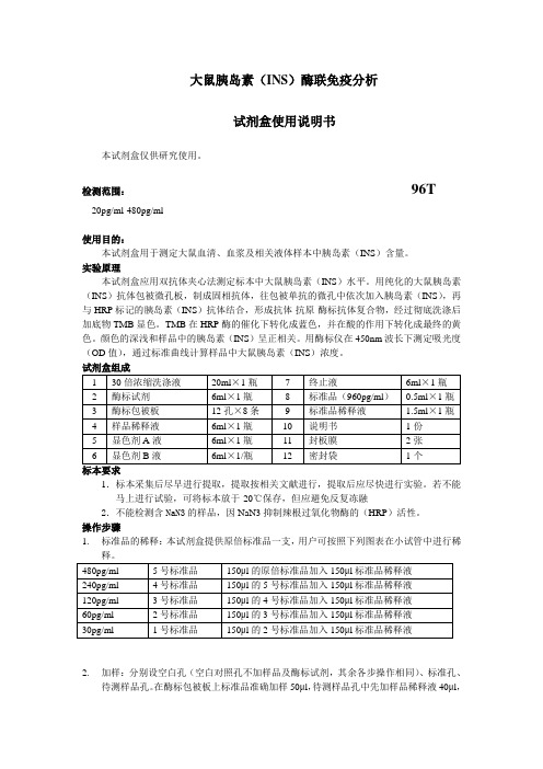 大鼠胰岛素INS酶联免疫分析