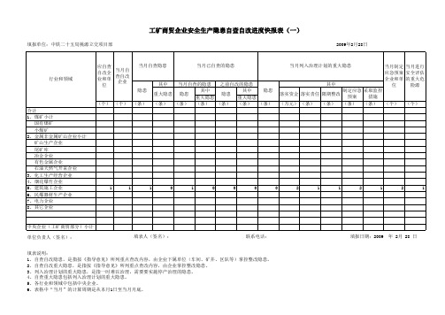 安全生产隐患自查自改进度快报表(一)