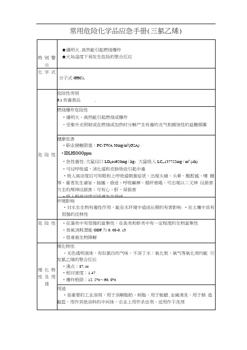 常用危险化学品应急手册(三氯乙烯)