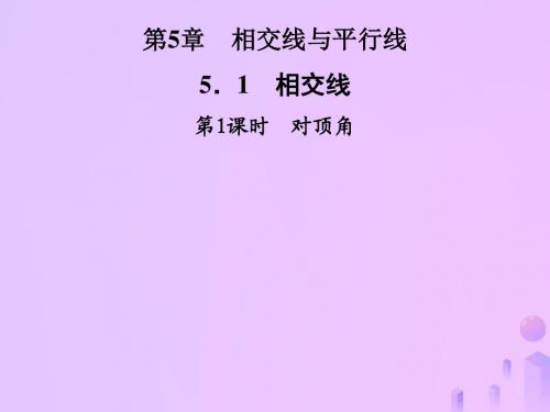 七年级数学上册第5章相交线与平行线5.1相交线第1课时对顶角新版华东师大版