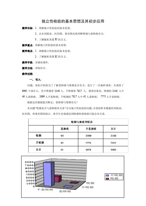 教学设计3：1.2　独立性检验的基本思想及其初步应用