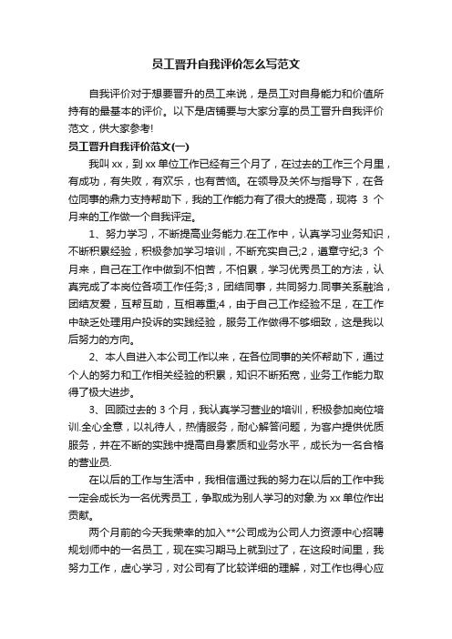 员工晋升自我评价怎么写范文